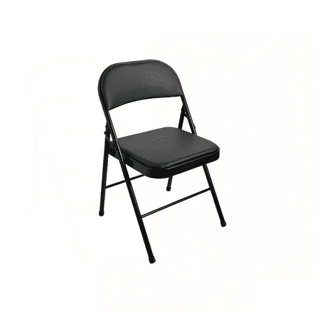 Mainstays Deluxe Vinyl Padded Seat and Back Folding Chair, Black