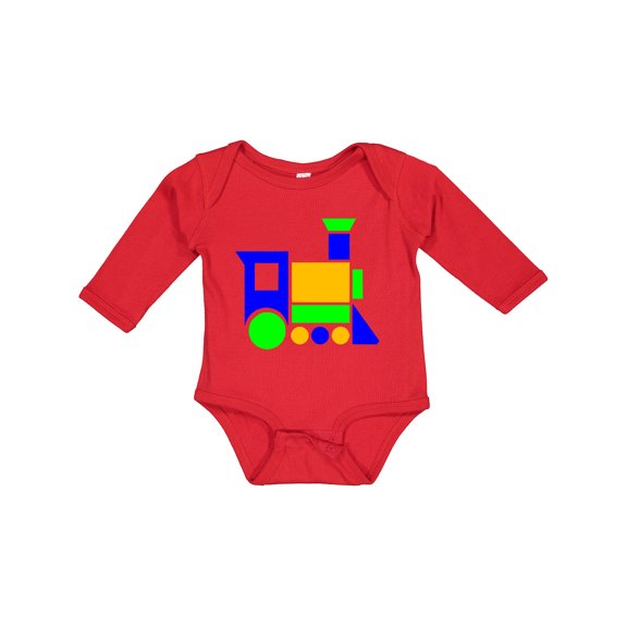 Inktastic Cute Colorful Train Boys or Girls Long Sleeve Baby Bodysuit