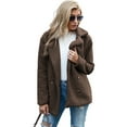thumbnail image 3 of KZKR Women's Long Sleeve Faux Shearling Coat Lapel Zip Up Warm Shaggy Oversized Coat Jacket, 3 of 4