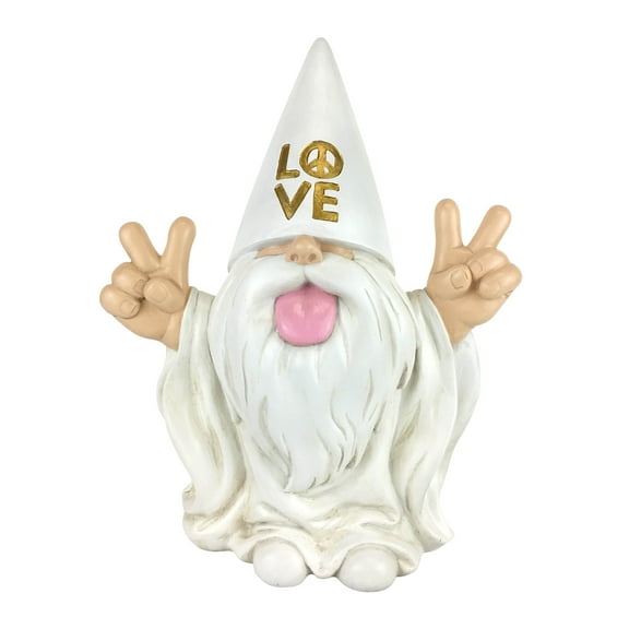 GlitZGlam Rocker Gnome – “George” – Peace and Love - This Gnome Brings Peace and Love to All and Your Fairy Garden and Gnome Garden 10 Inches Tall Garden Gnome Figurine