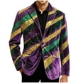 thumbnail image 4 of Ceisia Mardi Gras Glitter Stripe Corduroy Blazer for Men, Relaxed Fit Festive Party Coat with Pockets Gifts, 4 of 7