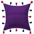 thumbnail image 2 of Stylo Culture Ethnic Decorative Throw Pillow Cover 16 x 16 Embroidered Patchwork Sea Shells Purple Boho Hippy 40x40 cm Living Room Cotton Floral Square Cushion Cover | 1 Pc, 2 of 3