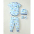 thumbnail image 5 of KIMI BEAR Newborn Baby Boys Outfits Sets 4 Packs 0-3 Months Summer Clothes Sets Short Sleeves Romper Top Elastic Pants with Hats and Gloves 16pcs Layette Essentials Blue, 5 of 9