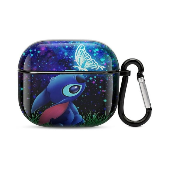 Stitch 3D Print Bluetooth Earbuds Case Cover for Airpods 3 Generation, Cute PC Hard Shell Protective Cover for Apple Airpod Case black