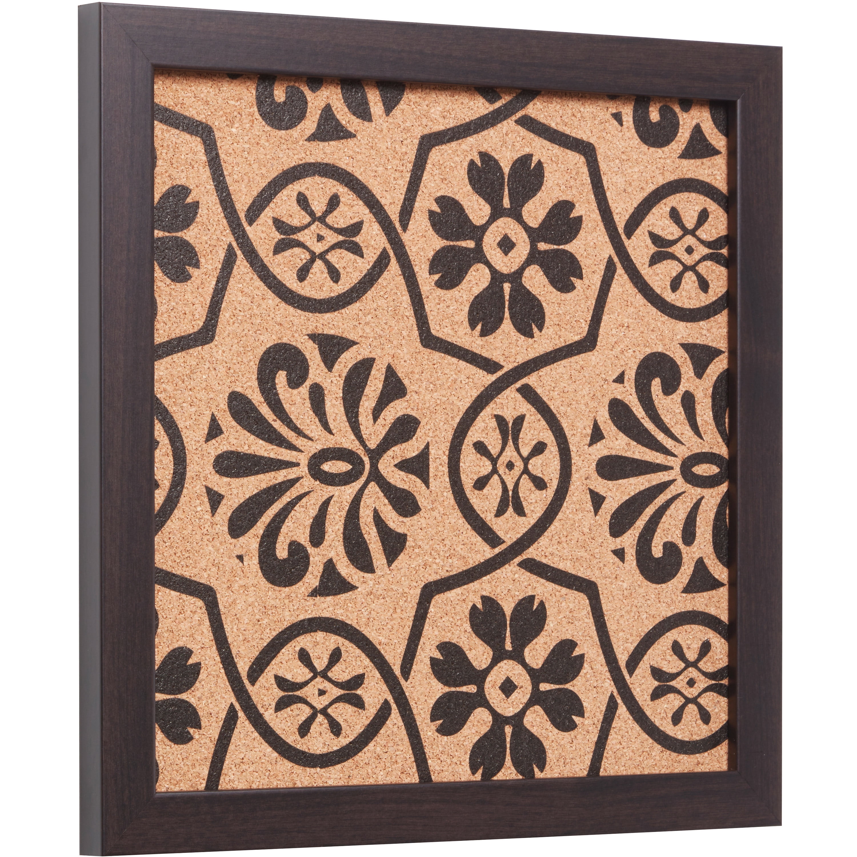 Craig Frames Decorative Cork Bulletin Board, 12x12 Inch, Brown Frame with Floral Pattern