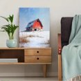 thumbnail image 5 of Red Barn Winter Landscape Oil Painting Canvas Print, Perfect for Living Room, Office, Farmhouse, Rustic Home, 5 of 8