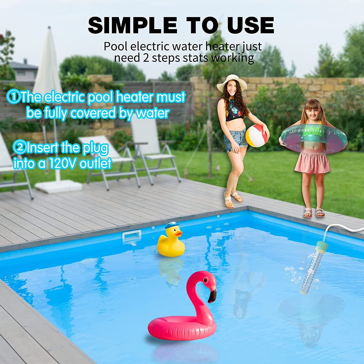 Electric Immersion Water Pool Heater with Stainless Steel Guard for  Inground Swimming Pools,Pink，One Piece | Walmart Canada