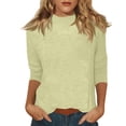 thumbnail image 2 of Mock Neck Tops for Women 3/4 Sleeve Dressy Casual T Shirts Loose Fit Spring 2026 Lightweight Solid Work Blouses Beige XL, 2 of 7