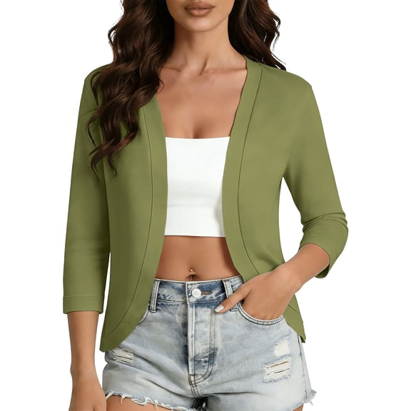 Iyufng Cardigans for Women Lightweight Outerwear Summer Solid Color Casual 3/4 Sleeve Cardigans