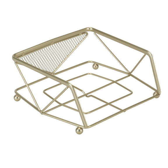 Kitchen Details Geode Steel Napkin Holder in Satin Gold, 8.5" x 7.2" x 3.25"
