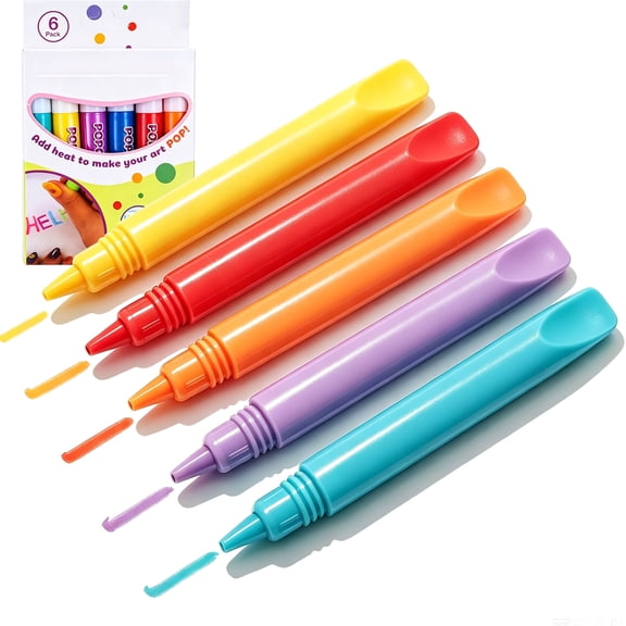 3D Bubble Pen, 6PCS Puffy Paint Popcorn Pens, Safety Novelty 3D Art, Scrapbooks Art Projects Classroom, Creative Fun