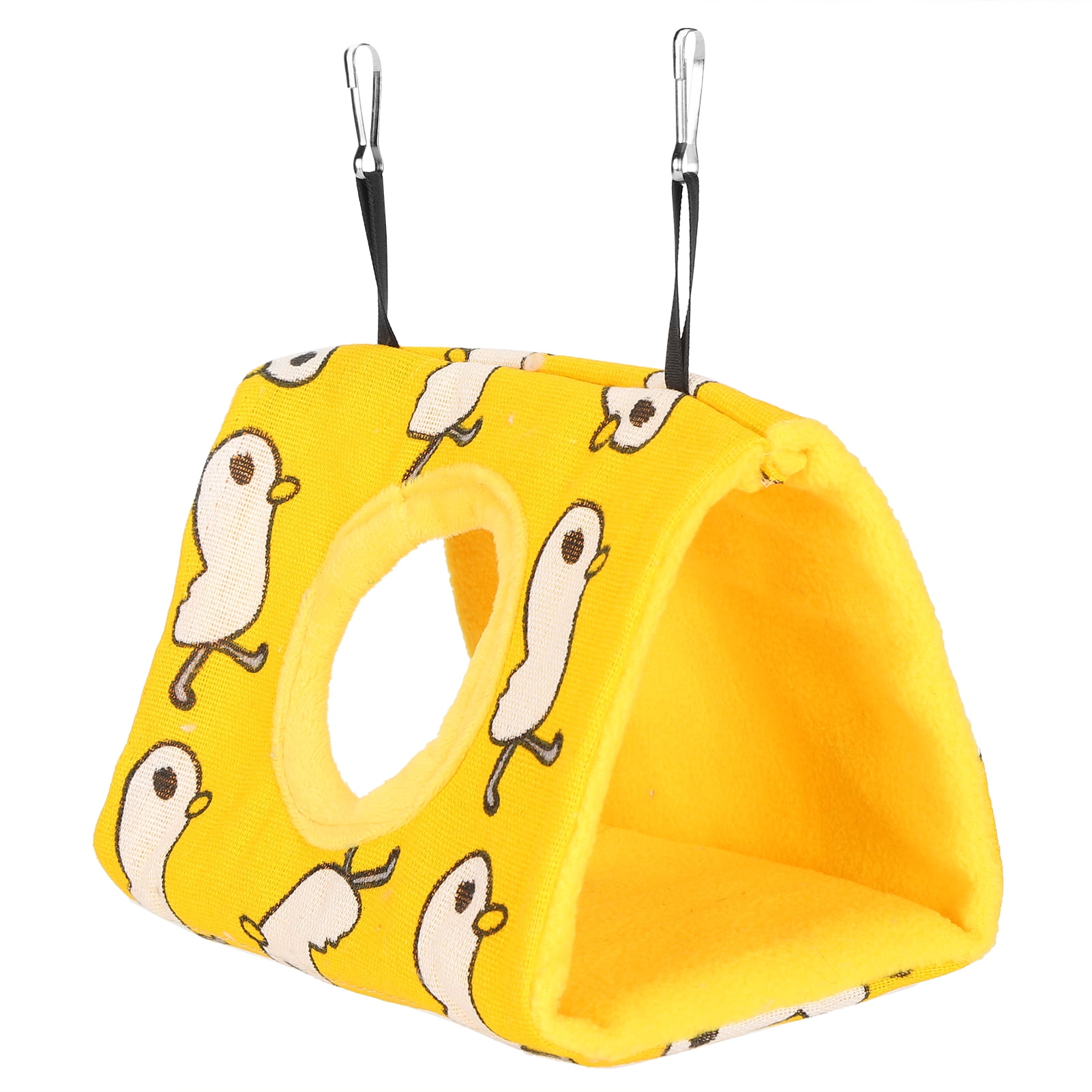 Suodoka Parrots Hammock Pet Bird Hanging Sleeping Bed Warm Flannel Playing Cave House with Hole Small Duck Pattern Yellow Bottom Cuddling Tent Toy Cage Accessory for Small Birds Parakeets Cockatiels