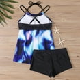 thumbnail image 4 of SELONE Women Swimsuits Tankini/Bikini Summer Plus Size Tankini Swimsuits Two Piece Swim Top Shorts Bathing Suits Swimwear Blue 2XL, 4 of 4