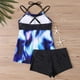thumbnail image 4 of Trajes de baño Amzcrzy Tankini para mujer, trajes de baño, trajes de baño, bikini, estampado de moda para mujer, tirantes ajustables, conjuntos de bikini sin espalda, azul oscuro, XL, 4 of 4