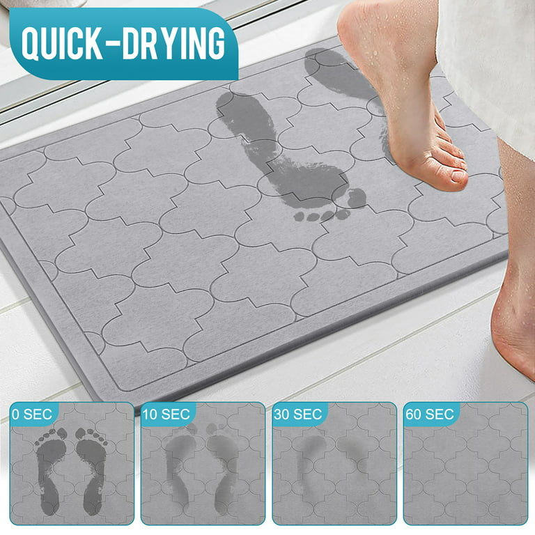 39x60CM Stone Bath Mat Non-Slip Super Absorbent Diatomaceous Earth Shower  Mats Fast-Drying Mat for Counter Tub & Bathroom Floor