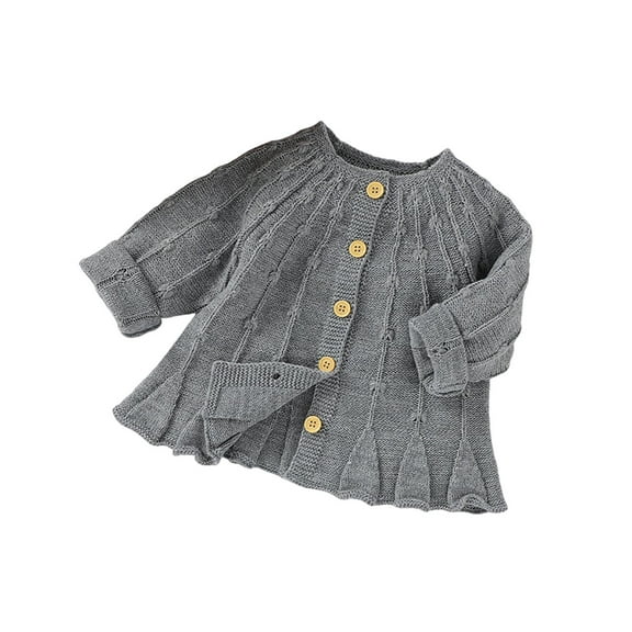 Ugoldhm Baby Girls Cute Cardigan Button Down Shirt Knit Textured Long Sleeve Coat Sizes 3M-24M