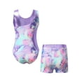 thumbnail image 2 of CHICTRY Kids Girls 2Pcs Gym Sports Yoga Suit Colorful Prints Sleeveless Leotard with Shorts Dance Outfit Colorful Shadow 16, 2 of 7
