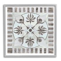 Stupell Industries Bohemian Floral Symmetry Pattern Abstract Painting Gray Framed Art Print Wall Art