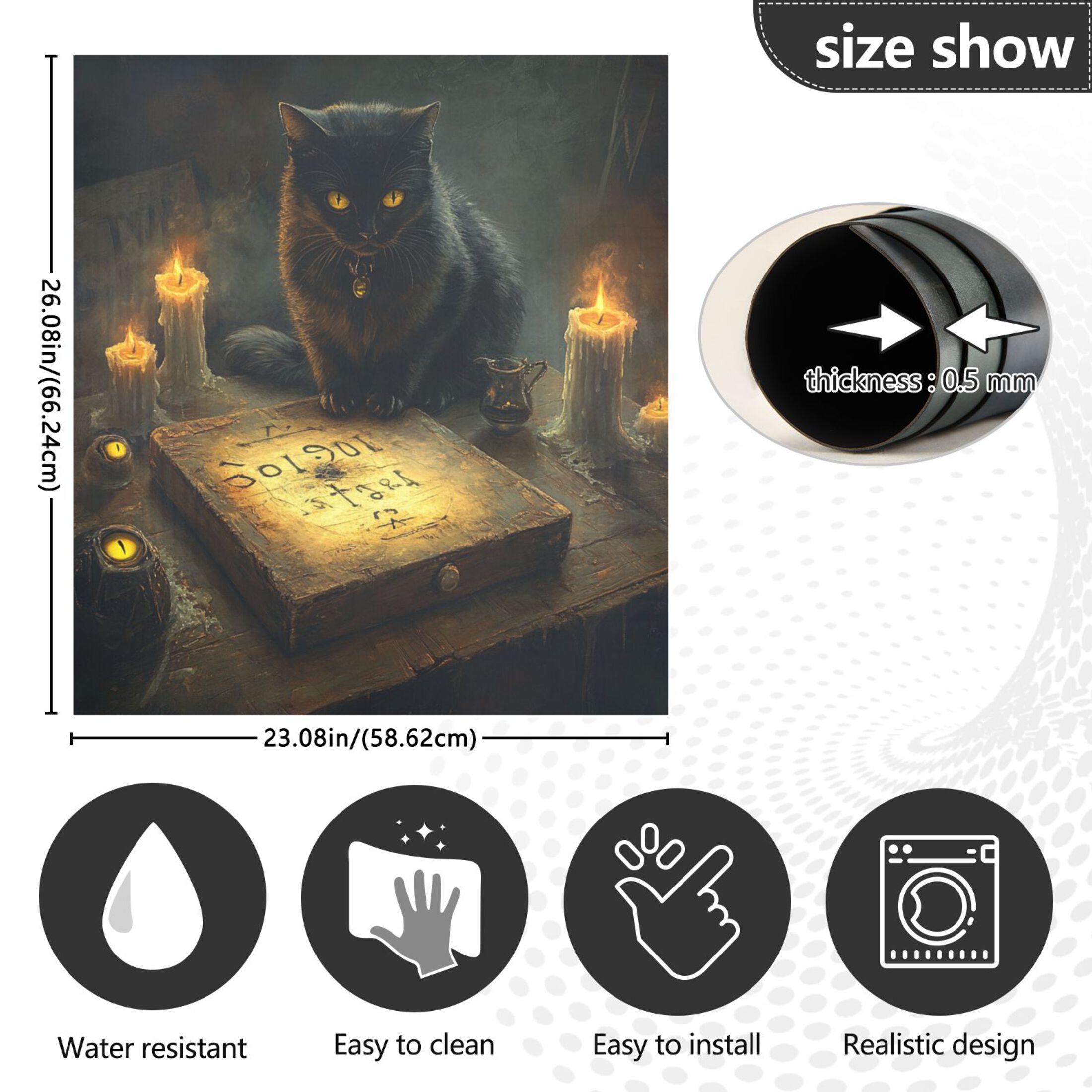 Dishwasher Magnetic Sticker 23x26 Inch Refrigerator Magnetic Sticker Washing Machine Magnetic Sticker Kitchen Panel Magnetic Sticker Home Decor Beautiful Black Cat