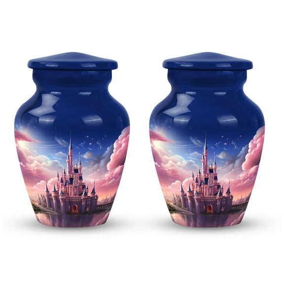 Dream Castle In The Sky - Mini Urns For Ashes - Small Urns For Human - 3 Inch - Pack Of 2 - Urns For Adult - Little Urns For Male & Female - Decorative Urn - Ashes Keepsake For Burial Urn