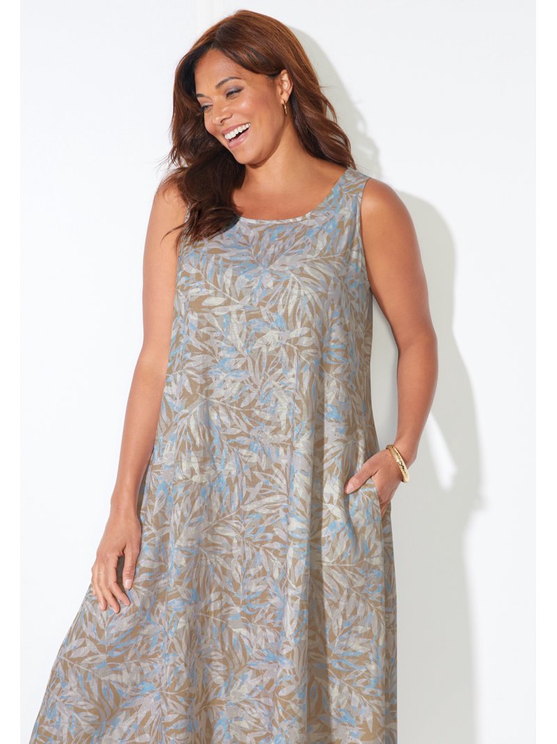 Catherines Women's Plus Size Petite A-Line Linen Blend High-Low Dress - Walmart.com Catherines Women's Plus Size Petite A-Line Linen Blend High-Low Dress - Walmart.com
