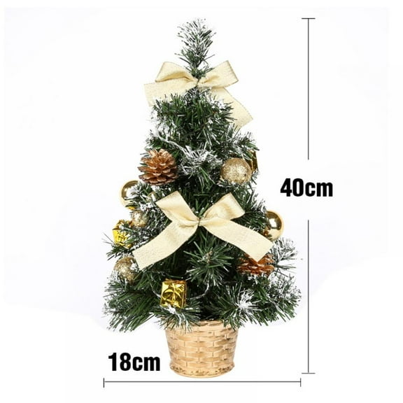 Tabletop Artificial Christmas Tree,Mini Christmas Trees Colorful LED Fiber Optic Nightlights Decoration Light Lamp,40cm/15.75'',Gold