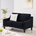 thumbnail image 2 of Modern 2-Seater Velvet Loveseat Sofa with Spring Cushions and Solid Wood Legs, Black, 2 of 10