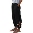 thumbnail image 2 of Baqcunre Women's Casual Solid Color Elastic Waist Hollow-Out Cotton and Linen Pants,Color Black,Size S-XXL, 2 of 6