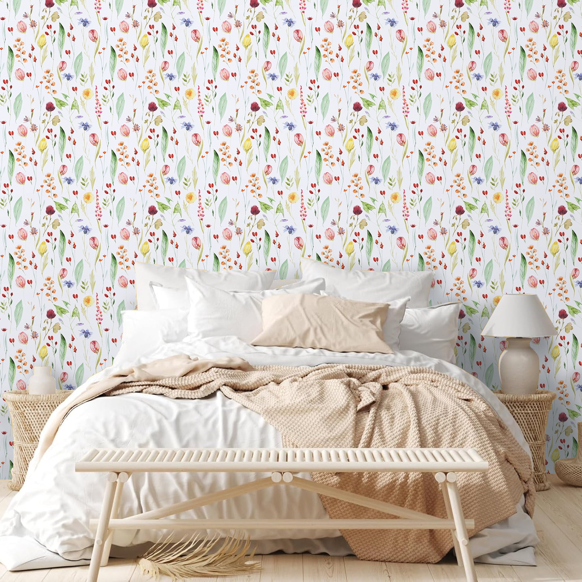 Abyssaly Peel and Stick Wallpaper 17.3 in×118.1 in Modern Wall Paper Watercolor Floral Self-Adhesive Removable Wallpaper