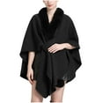 thumbnail image 2 of Heisall Womens Cardigans Cape Style Faux Fur Collar Solid Color Casual Fashion Coats, 2 of 4