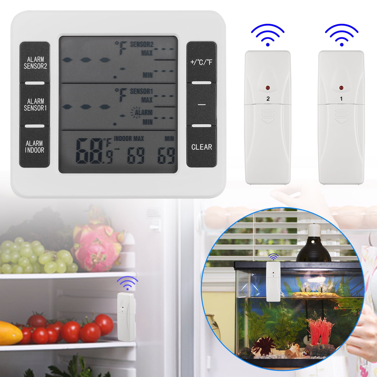 TSV Refrigerator Thermometer Wireless Digital Freezer Thermometer