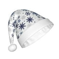 thumbnail image 2 of Rateoe blue Snowflake Prints Pattern Santa Hat Christmas Hats for Adults, Holiday Unisex Velvet Comfort Xmas Hat for Women Men, 2 of 6
