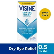 Visine Dry Eye Relief Lubricating Eye Drops, Twin Pack, 2 x 0.5 fl. oz