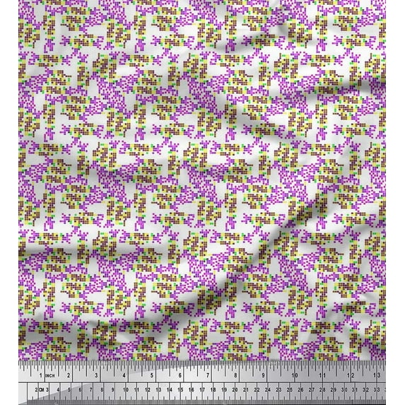 Soimoi Cotton Jersey Fabric Square Geometric Printed Craft Fabric by The Yard 58 Inch Wide