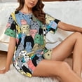 thumbnail image 4 of Balery Different Cats Conjunto de Pijama para Mujer con Estampado, Dos Piezas de Manga Corta y Shorts, Ropa de Dormir Suave con Cuello Redondo y Bolsillos-X-Large, 4 of 6
