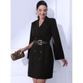 thumbnail image 3 of DARING DIVA Elegant Slit Sleeve Button Down Work Belted Blazer Dress XS Black, 3 of 6