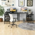 thumbnail image 3 of Giantex L Shaped Desk, Corner Gaming Desk w/Storage Shelves, Industrial Writing Desk Workstation, Black, 3 of 8
