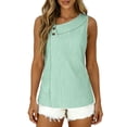 thumbnail image 5 of RQYYD Womens Sleeveless Asymmetric Neck Tops Casual Striped Blouses Button Front Tank Tee Shirts Daily Clothes, 5 of 6