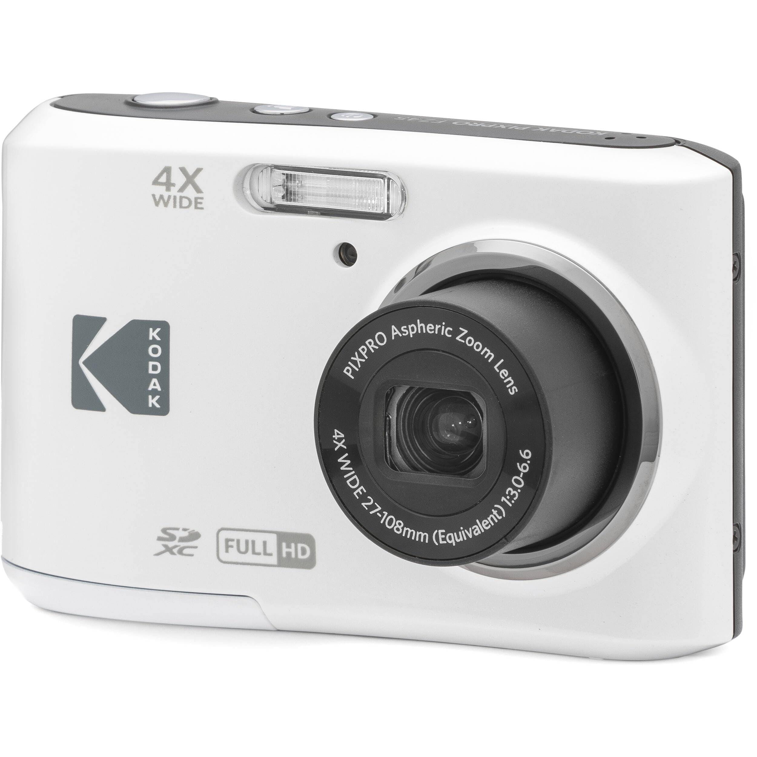 Kodak PIXPRO FZ45 16MP Digital Camera 4X Optical Zoom 27mm Wide Angle 1080P Full HD Video 2.7" LCD Camera White + 64GB Card and Reader + Memory Wallet Bundle