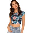 thumbnail image 1 of Women's Basic Short Sleeve Scoop Neck Crop Top, 1 of 5