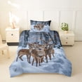 thumbnail image 2 of Castle Fairy Winter Deer Twin Duvet Cover,Snowy Woodland Twin Bedding,White Brown Gray,Black Reversible,2pcs,No Comforter,1 Duvet Cover and 1 Pillowcase, 2 of 5
