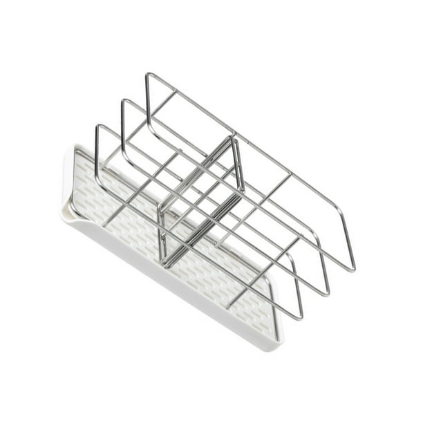 Bearachild Soporte de esponja para encimera de cocina, ahorro de espacio, organización eficiente para cocina, resistente y duradero Hardware blanco