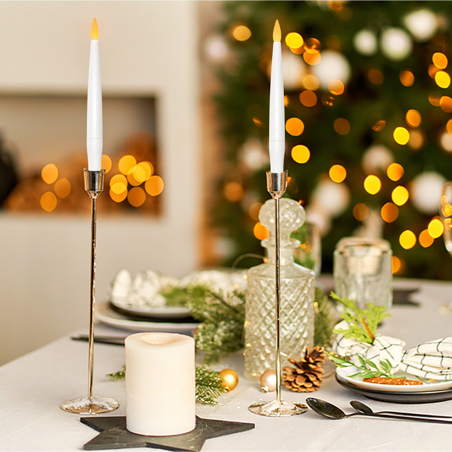 12-Pack LED Flickering Flameless Candles with Remote & Timer, Battery Operated Warm White Light Candles with Crystal Hooks for Holiday Decor