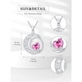 thumbnail image 4 of CACA LADY Rose Moon Necklace for Women 925 Sterling Silver Tourmaline Star Necklace October Birthstone Jewelry for Mom Wedding for Bride, 4 of 6