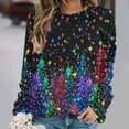 thumbnail image 2 of Women's Christmas Clothing Loose Graphic Sweatshirt Crewneck Long Sleeve Xmas Holiday Festive Tops for Women (XL, Multicolor), 2 of 6