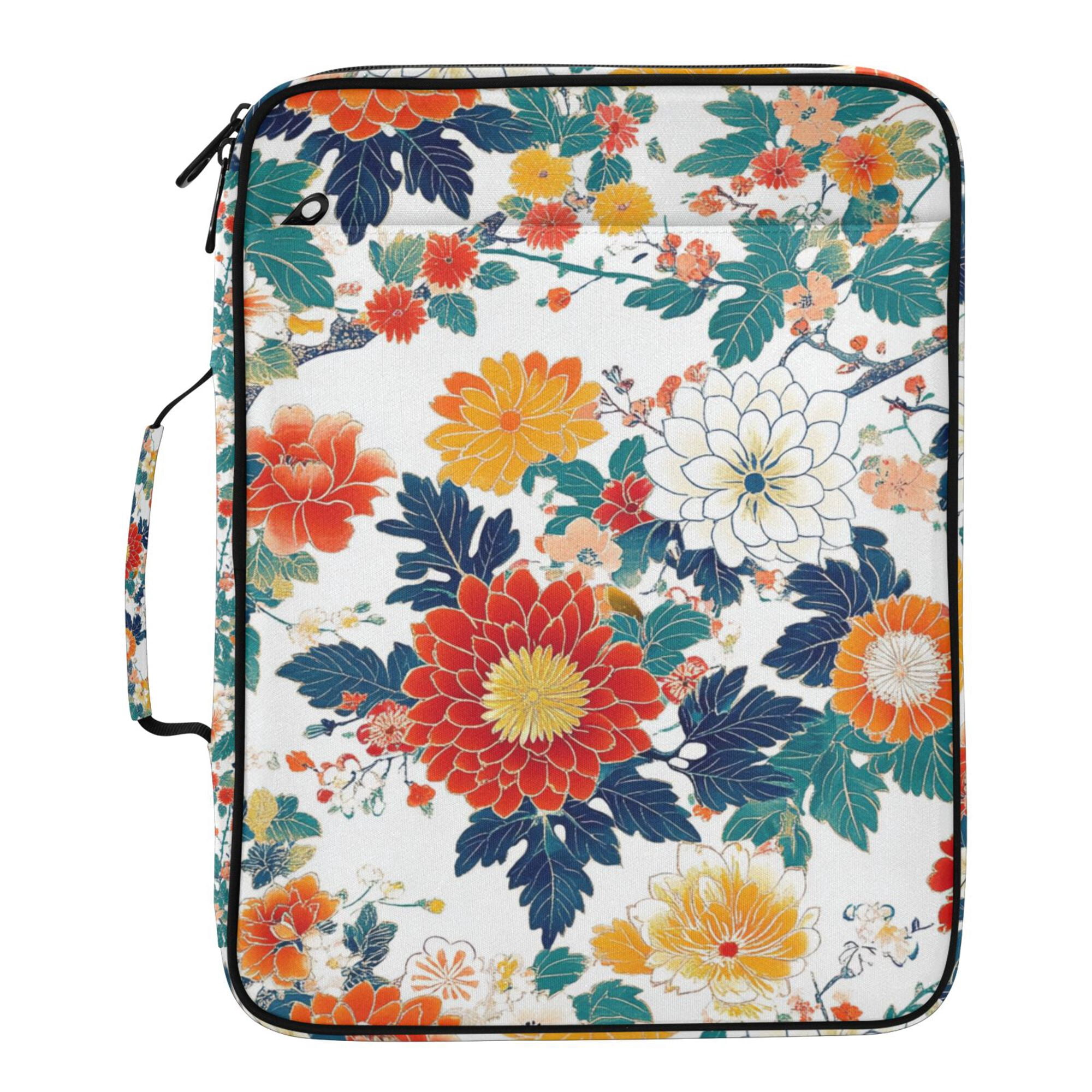FORMRS Accordion File Folder A4 Size 7-Pocket Expanding Document Organizer Bag with 3 Ring Binder, Colorful Flowers Pattern