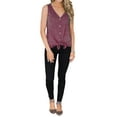 thumbnail image 5 of Nlife Women Sleeveless V Neck Buttons Tie Front Tank Top, 5 of 6