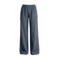 thumbnail image 4 of ClodeEU Women's Elastic High Waist Tassel Drawstring Wide Leg Pants, Casual Loose Trousers with Pockets Gray,Women's Plus XL, 4 of 6
