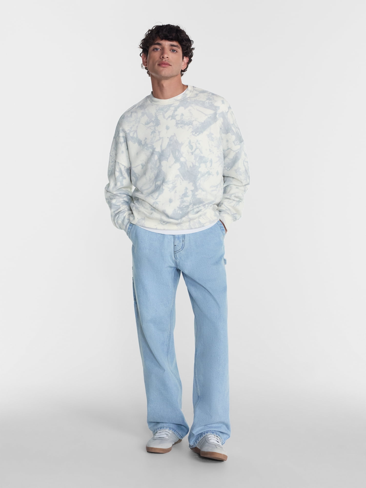 No Boundaries Crewneck Fleece Sweatshirt with Long Sleeves, Men's XS-4XLT