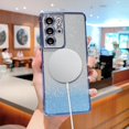 thumbnail image 3 of Magnetic Case for Samsung Galaxy S21 Ultra Luxury Plating Bling Gradient Glitter Cute Heart Cover Compatible with MagSafe Soft Shockproof Protective Clear Case for S21 Ultra 5g 6.8" (Blue), 3 of 9